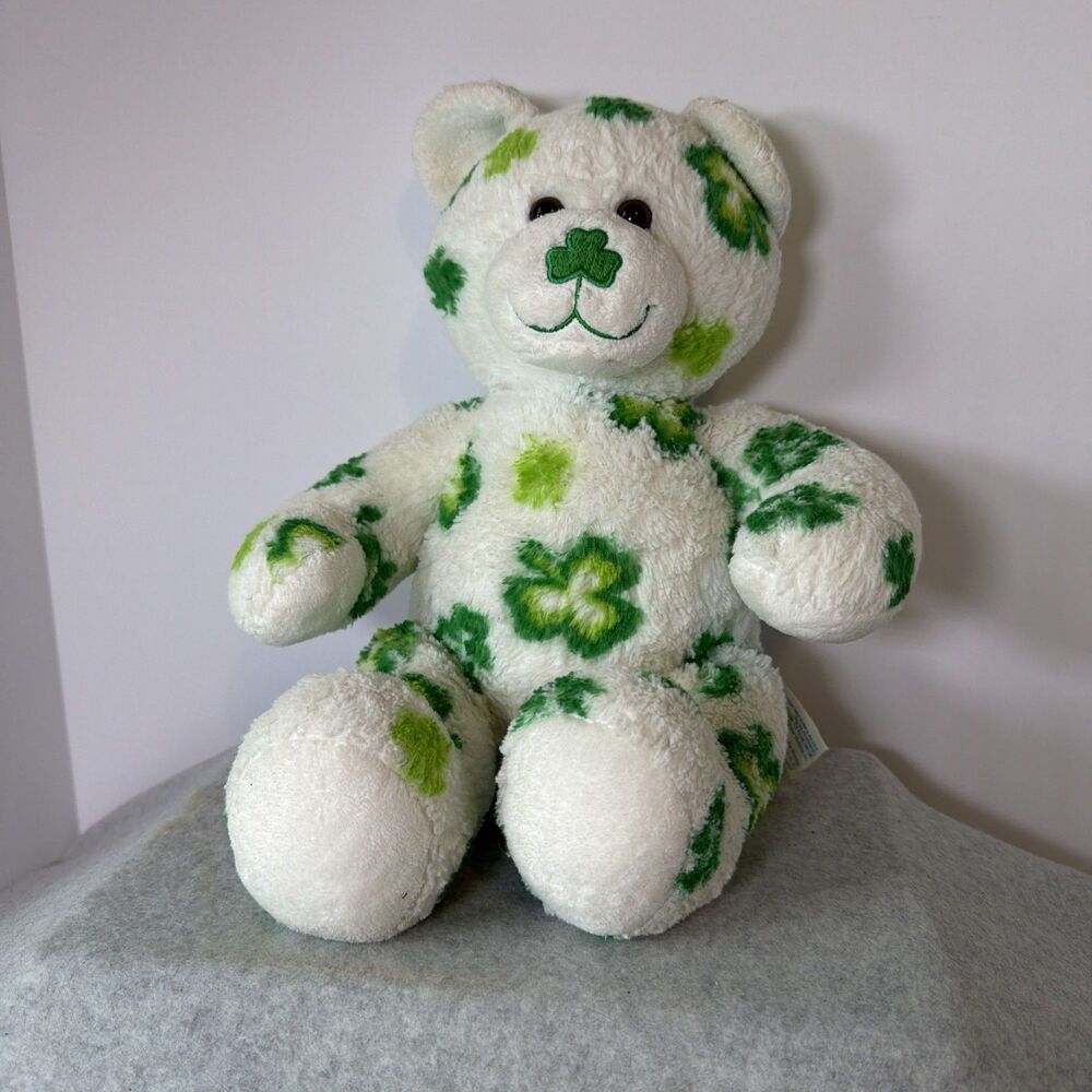 Build A Bear St Patrick's Day Lucky Shamrock Clover White Green - Adorable!